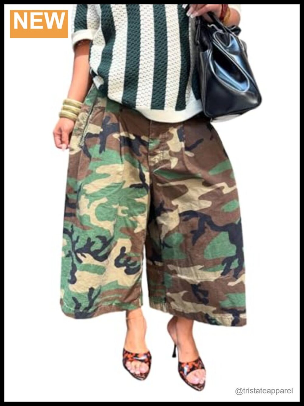 Women Barrel Camo Pants Baggy High Waisted Wide Leg Palazzo Capris Army Fatigue